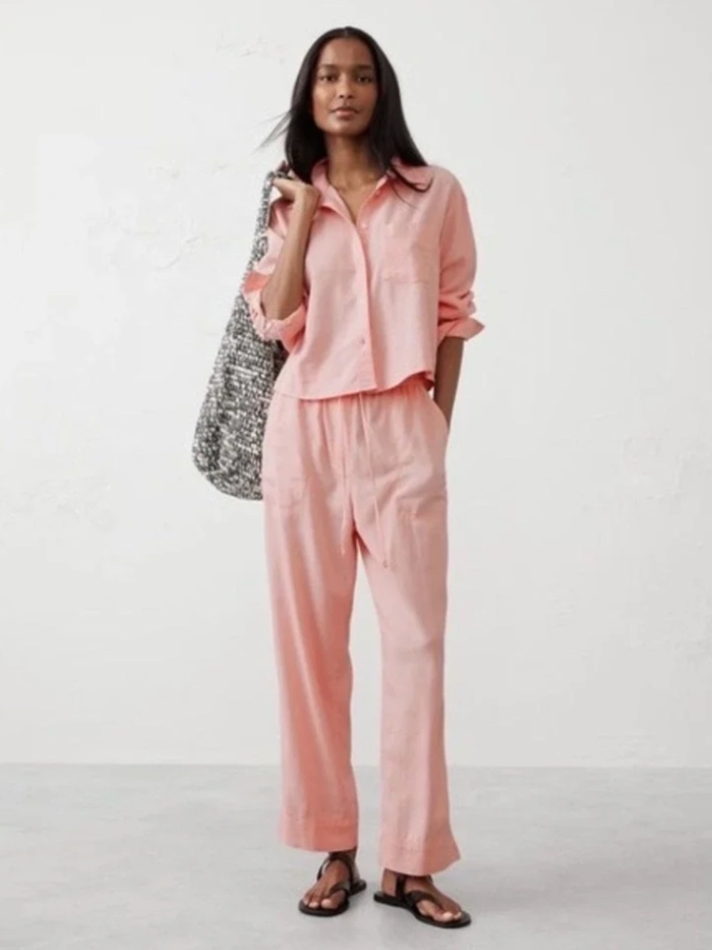 NWT Banana Republic Parisian Summer Straight Drawstring Linen Blend Pants XXL